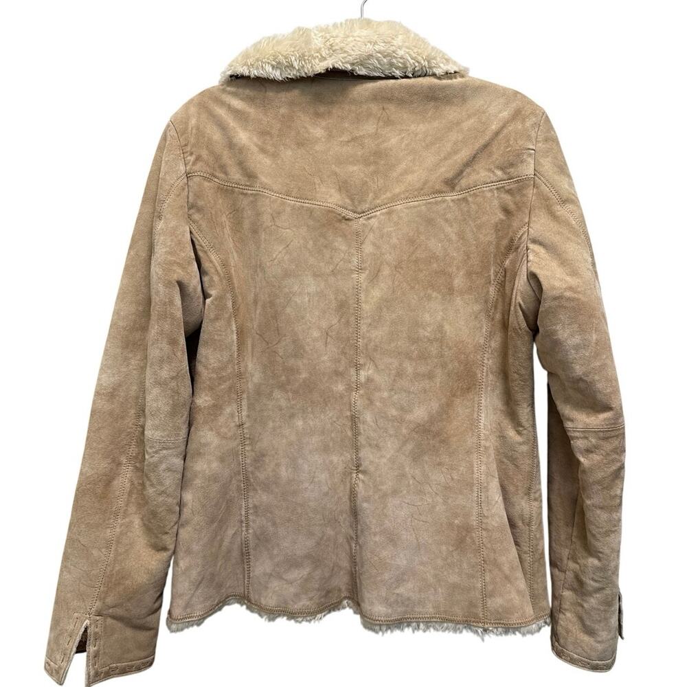 Avanti Vintage 90s Penny Lane Faux Fur Camel Suede Leather Jacket Size Large - Picture 3 of 10